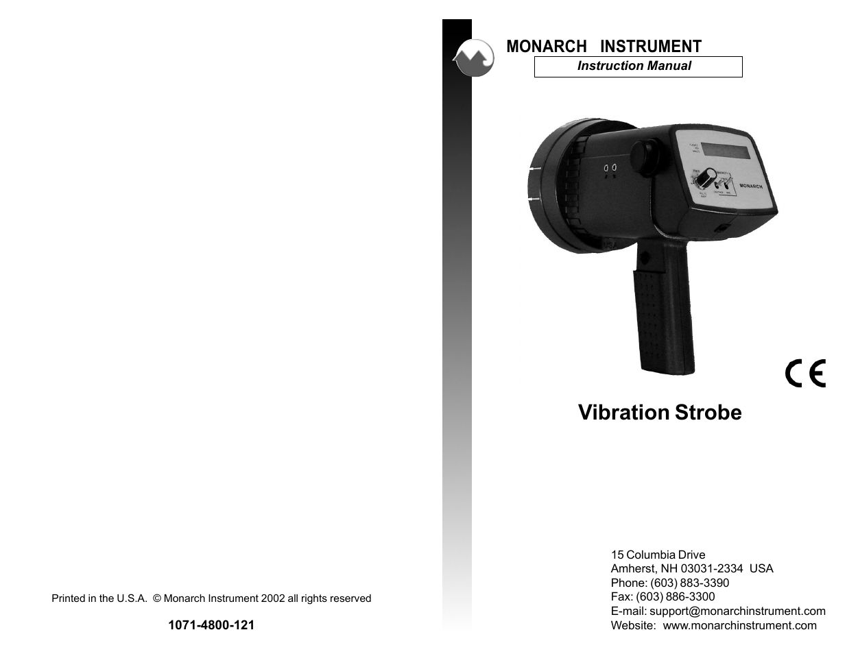 Monarch Instrument Vibration Strobe User Manual | 8 pages