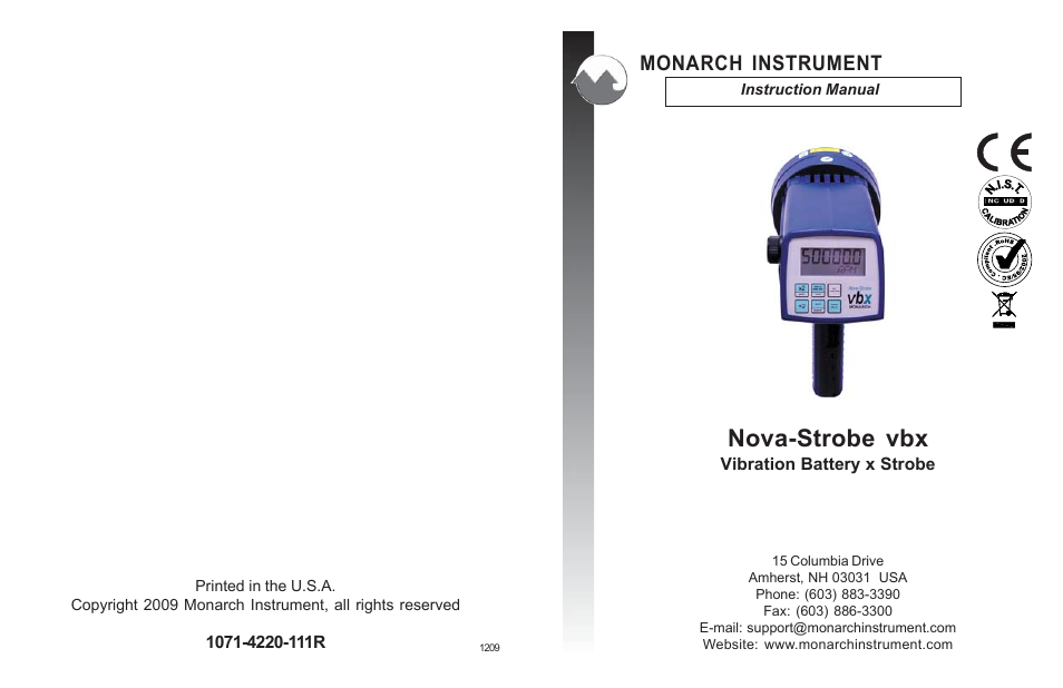 Monarch Instrument Nova-Strobe vbx User Manual | 18 pages