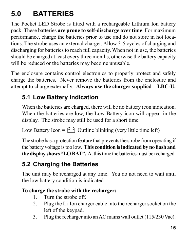 0 batteries | Monarch Instrument Pocket LED Strobe User Manual | Page 19 / 24