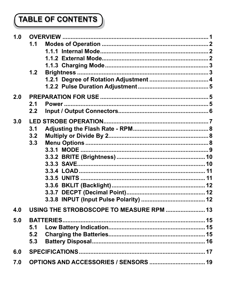 Monarch Instrument Pocket LED Strobe User Manual | Page 4 / 24