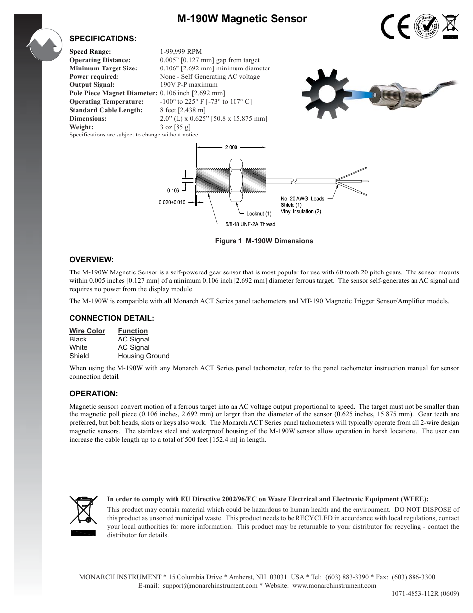 Monarch Instrument MT-190 User Manual | 2 pages