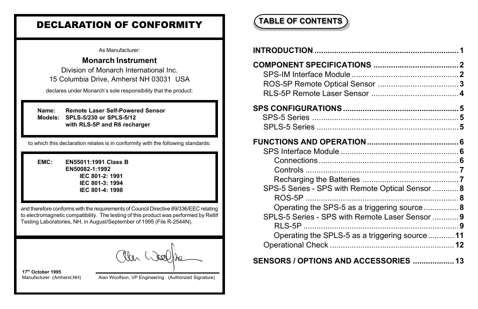 Monarch Instrument SPLS-5 Series User Manual | Page 3 / 10