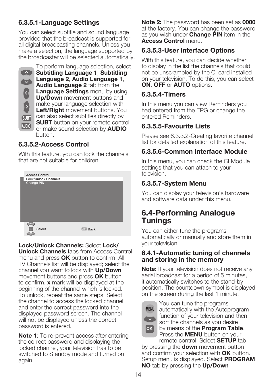 Performing analogue tunings | Beko 15LB250MID User Manual | Page 16 / 29