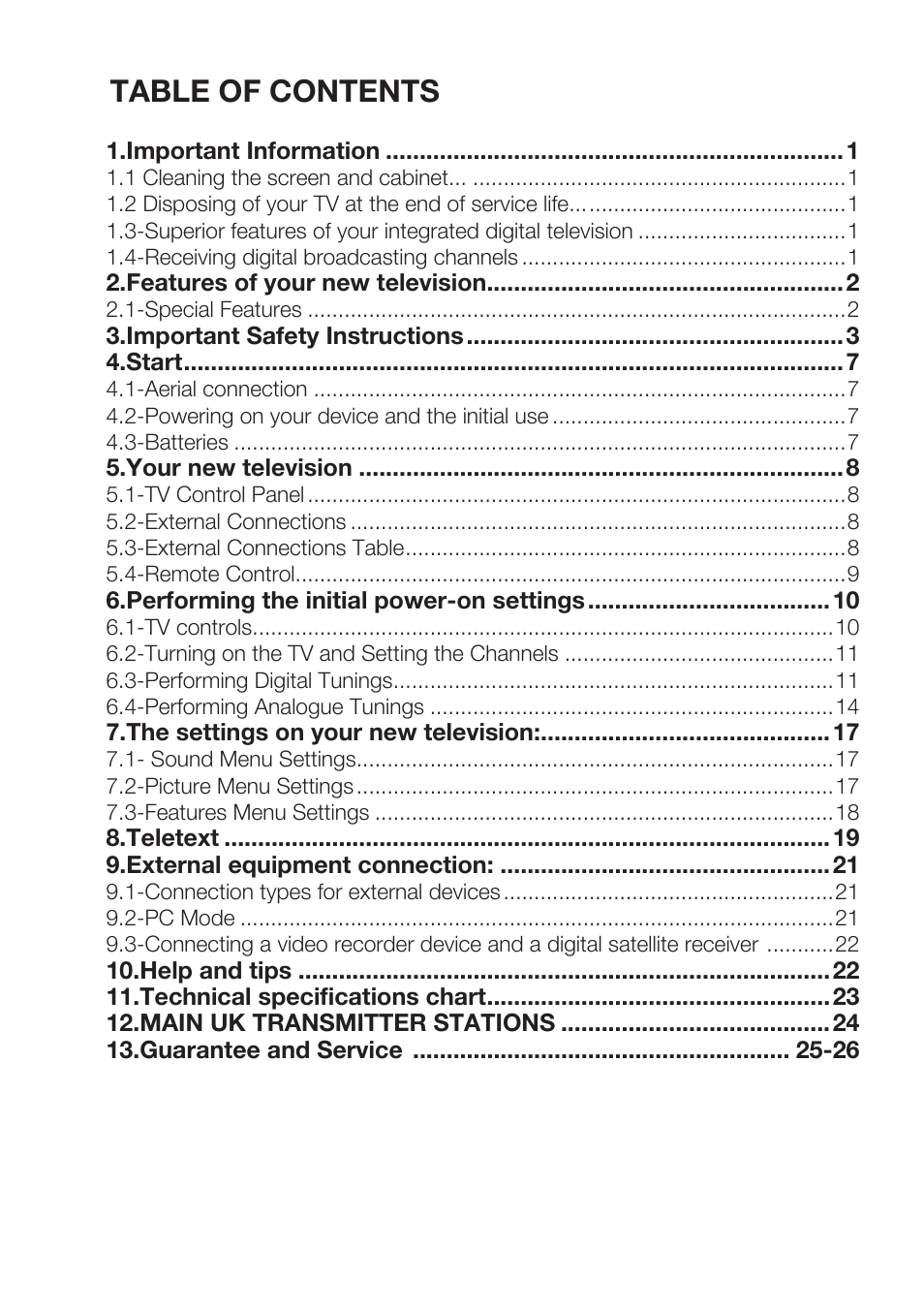Table of contents 1 | Beko 15LB250MID User Manual | Page 2 / 29