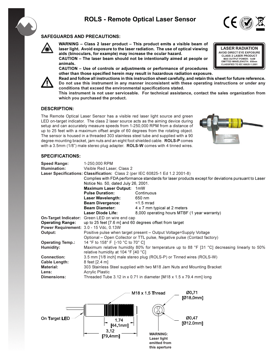Monarch Instrument ROLS User Manual | 2 pages