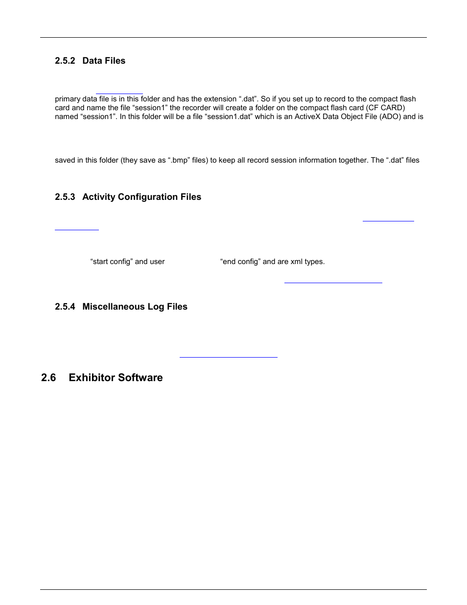2 data files, 3 activity configuration files, 4 miscellaneous log files | 6 exhibitor software, Data files, Activity configuration files, Miscellaneous log files, Exhibitor software | Monarch Instrument DC6000 User Manual | Page 17 / 121