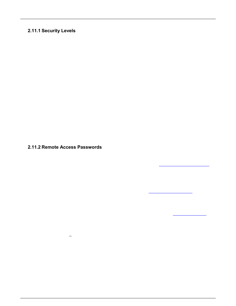 1 security levels, 2 remote access passwords, Security levels | Remote access passwords | Monarch Instrument DC6000 User Manual | Page 20 / 121