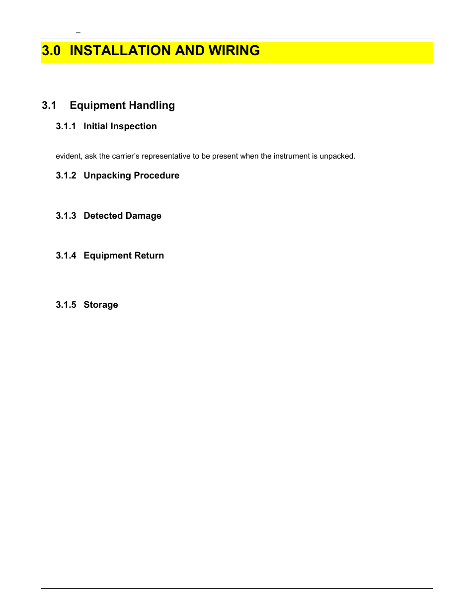 0 installation and wiring, 1 equipment handling, 1 initial inspection | 2 unpacking procedure, 3 detected damage, 4 equipment return, 5 storage, Installation and wiring, Equipment handling, Initial inspection | Monarch Instrument DC6000 User Manual | Page 21 / 121