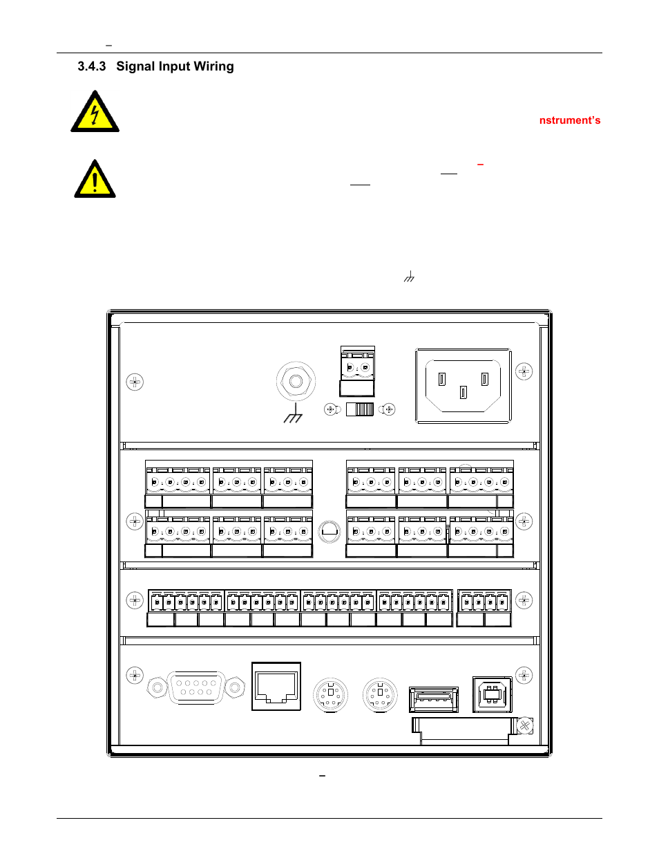 3 signal input wiring, Signal input wiring, Connect | Page 19, Figure 3.8 – rear panel | Monarch Instrument DC6000 User Manual | Page 27 / 121