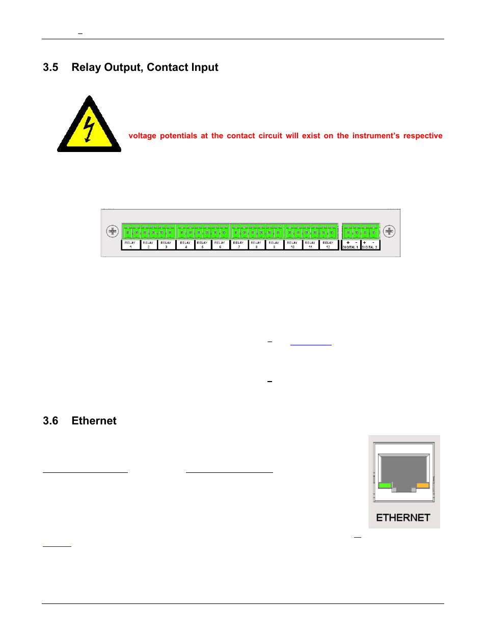 5 relay output, contact input, 6 ethernet, Ethernet | Monarch Instrument DC6000 User Manual | Page 30 / 121