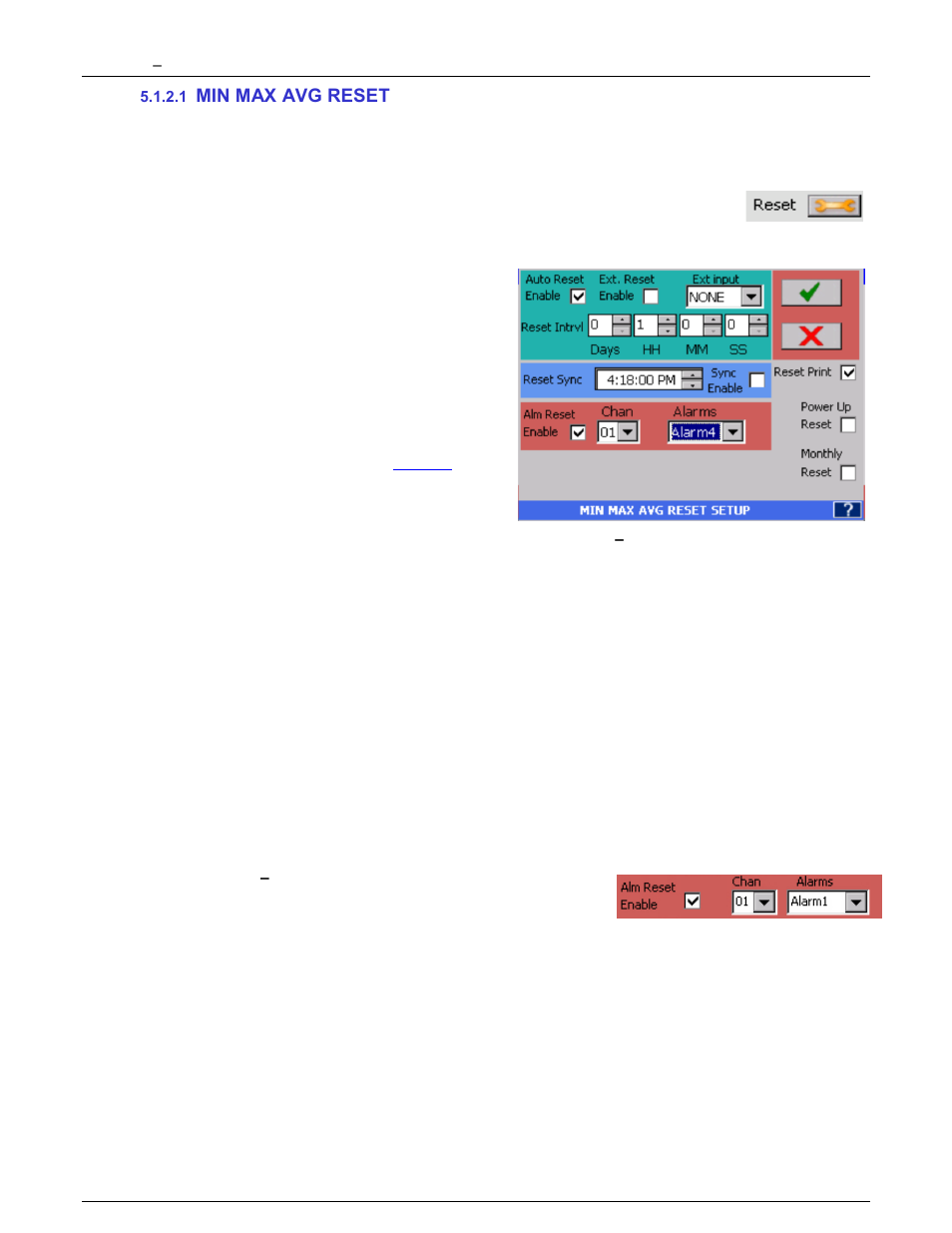 1 min max avg reset, Min max avg reset, Below | Monarch Instrument DC6000 User Manual | Page 49 / 121