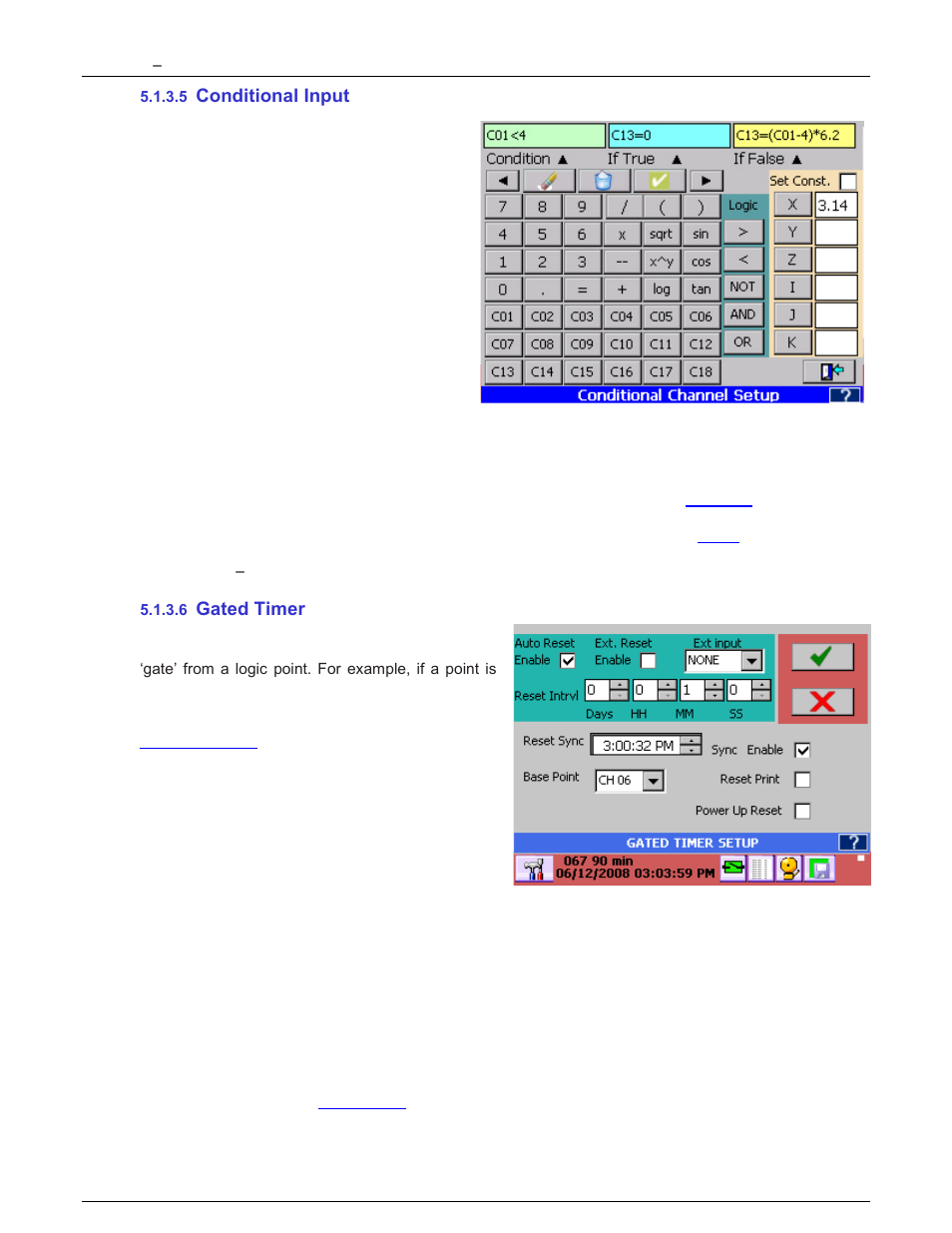 5 conditional input, 6 gated timer, Conditional input | Gated timer | Monarch Instrument DC6000 User Manual | Page 54 / 121
