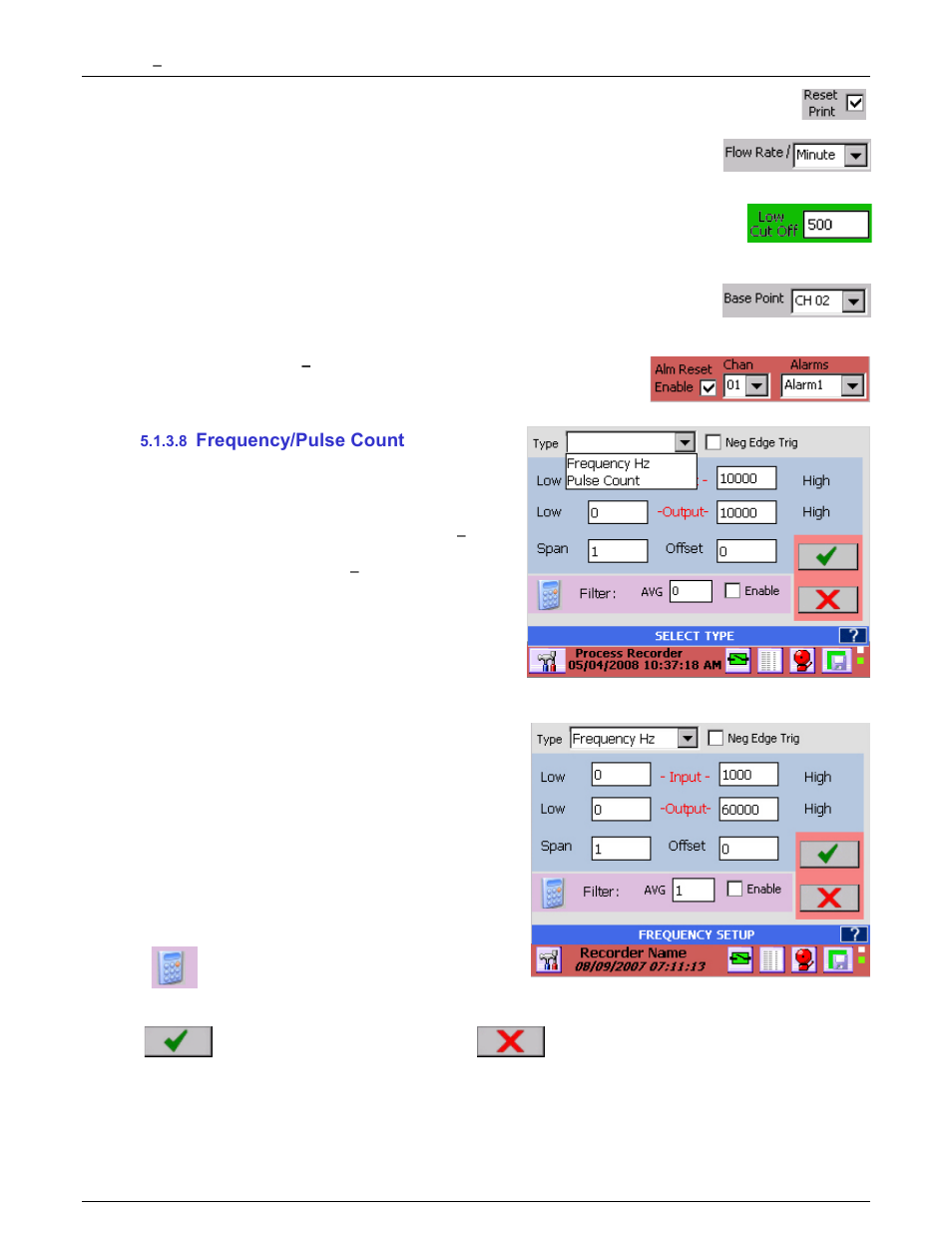 8 frequency/pulse count, Frequency/pulse count | Monarch Instrument DC6000 User Manual | Page 56 / 121