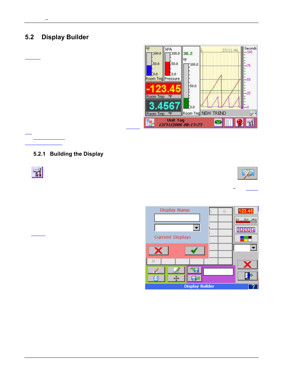 2 display builder, 1 building the display, Display builder | Building the display | Monarch Instrument DC6000 User Manual | Page 61 / 121