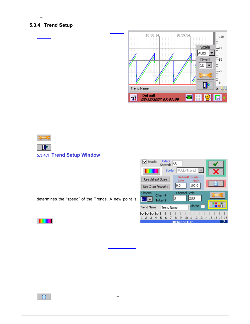 4 trend setup, 1 trend setup window, Trend setup | Trend setup window, Trends, Below | Monarch Instrument DC6000 User Manual | Page 69 / 121