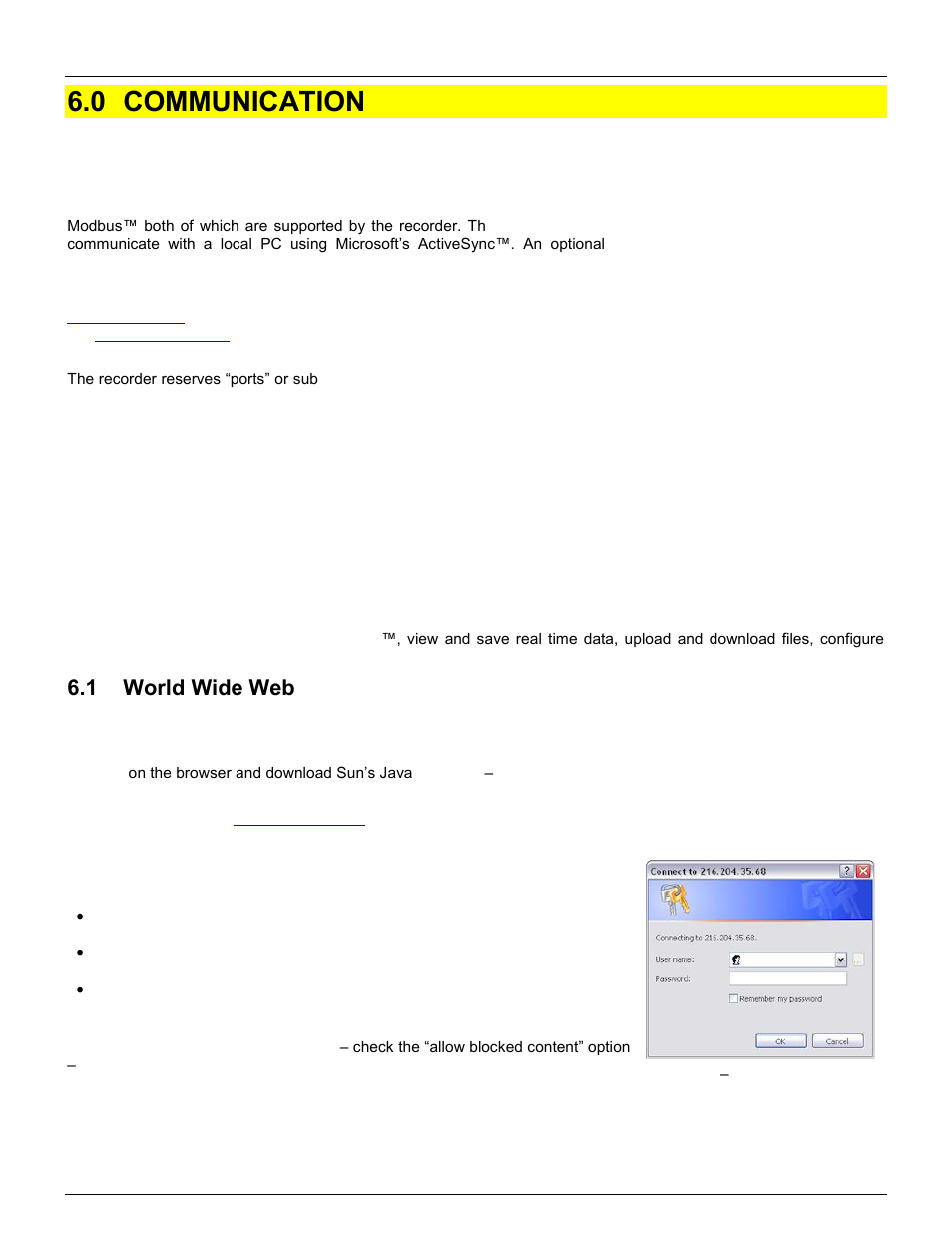 0 communication, 1 world wide web, Communication | World wide web, Communications | Monarch Instrument DC6000 User Manual | Page 96 / 121