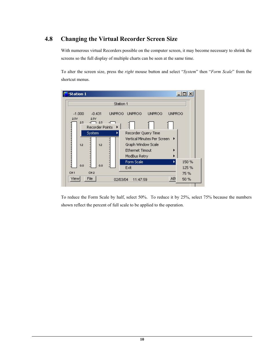 8 changing the virtual recorder screen size | Monarch Instrument Guardian User Manual | Page 13 / 14