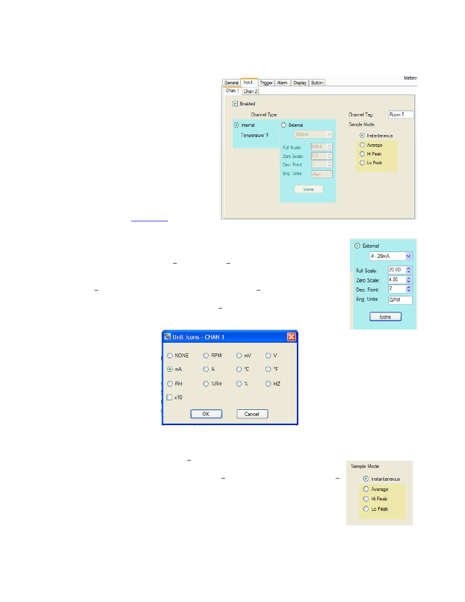 Input, Enabled, Channel tag | Channel type, Sample mode | Monarch Instrument Track-It User Manual | Page 17 / 22