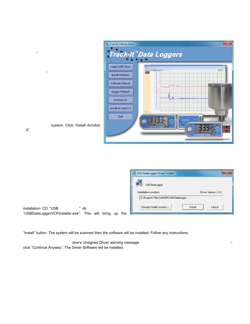 Installation, Software installation, Usb driver software installation | Monarch Instrument Track-It User Manual | Page 3 / 22