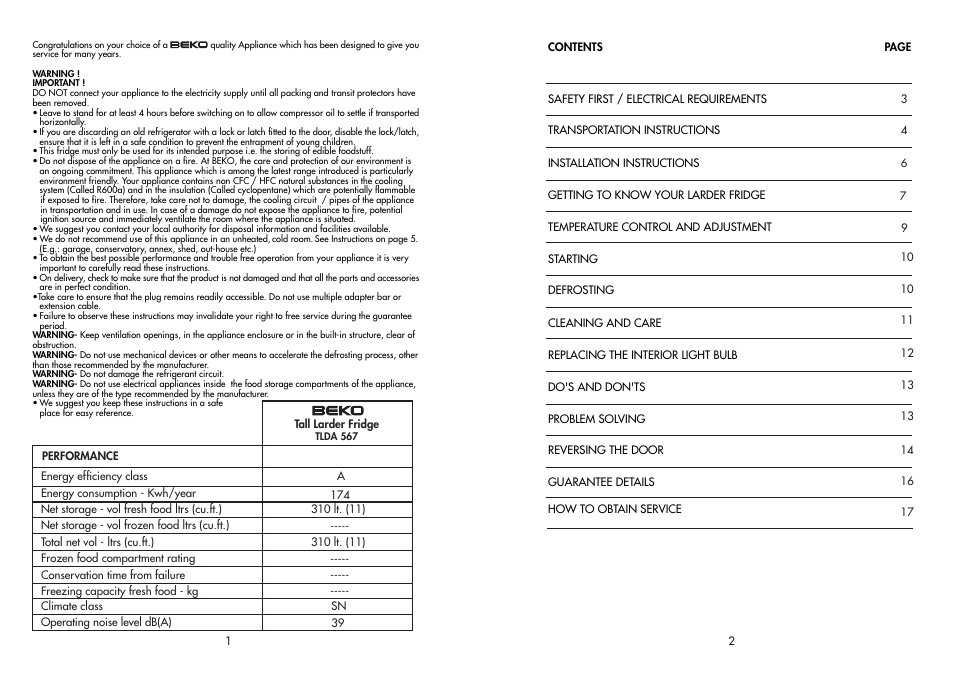 Beko TLDA 567 User Manual | Page 2 / 10