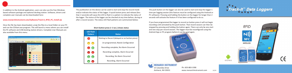 Using windows pc software, Push button and led indicator quick start guide | Monarch Instrument Track-It RFID Quick Start User Manual | Page 2 / 2