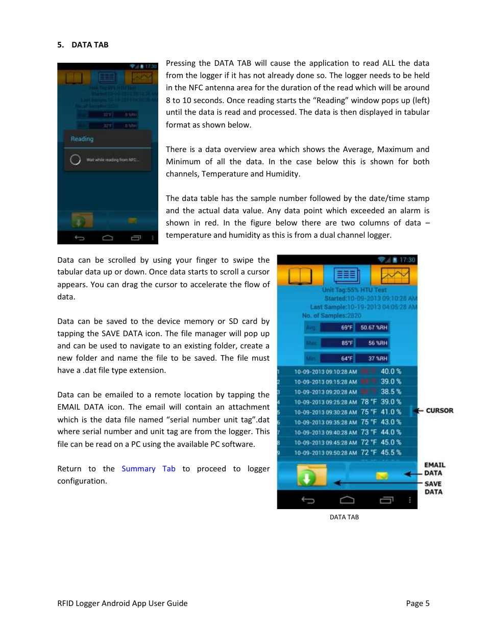 Data tab | Monarch Instrument Android Application User Manual | Page 5 / 12
