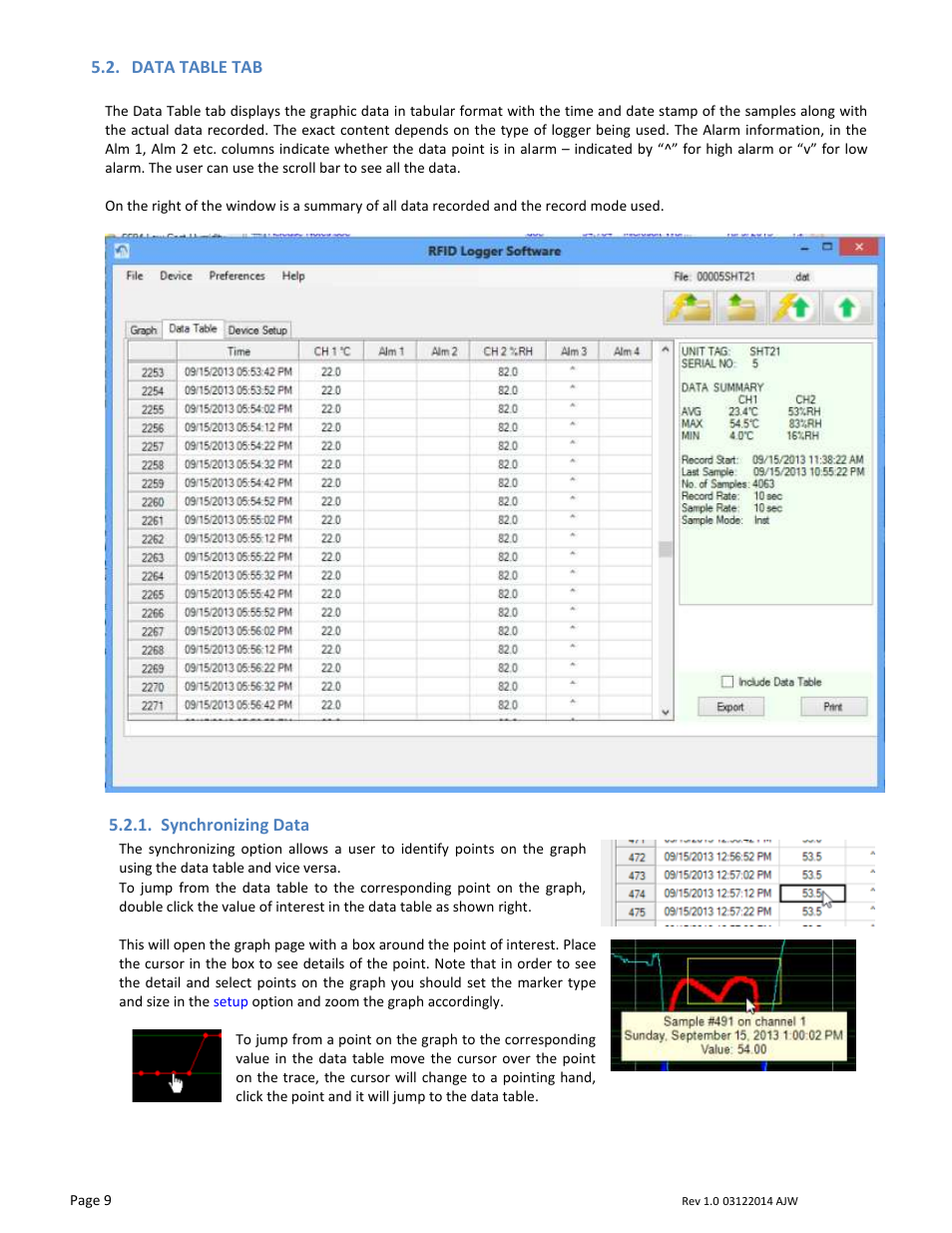 Data table tab, Synchronizing data | Monarch Instrument RFID LOGGER User Manual | Page 9 / 13