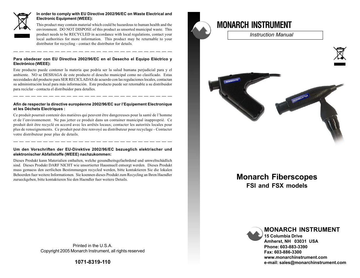 Monarch Instrument FSX User Manual | 4 pages