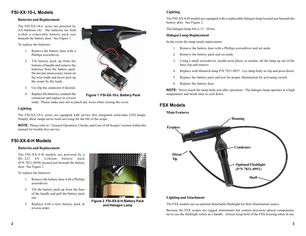 Fsi-xx-10-l models, Fsi-xx-6-h models, Fsx models | Monarch Instrument FSX User Manual | Page 4 / 4
