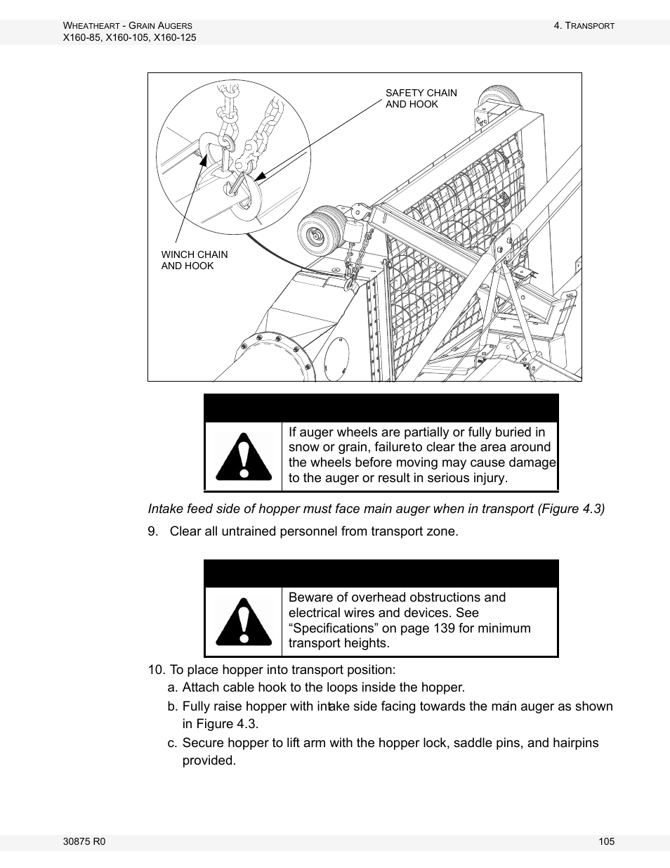 Caution, Warning | Wheatheart X160 Series User Manual | Page 105 / 146