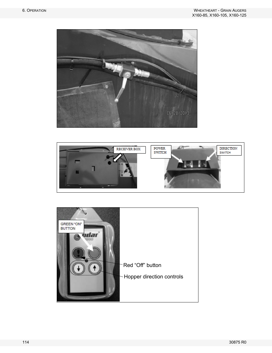 Figure 6.1 shows the hydraulic control valv, Figure 6.2 and figure 6.3 (respectively) | Wheatheart X160 Series User Manual | Page 114 / 146