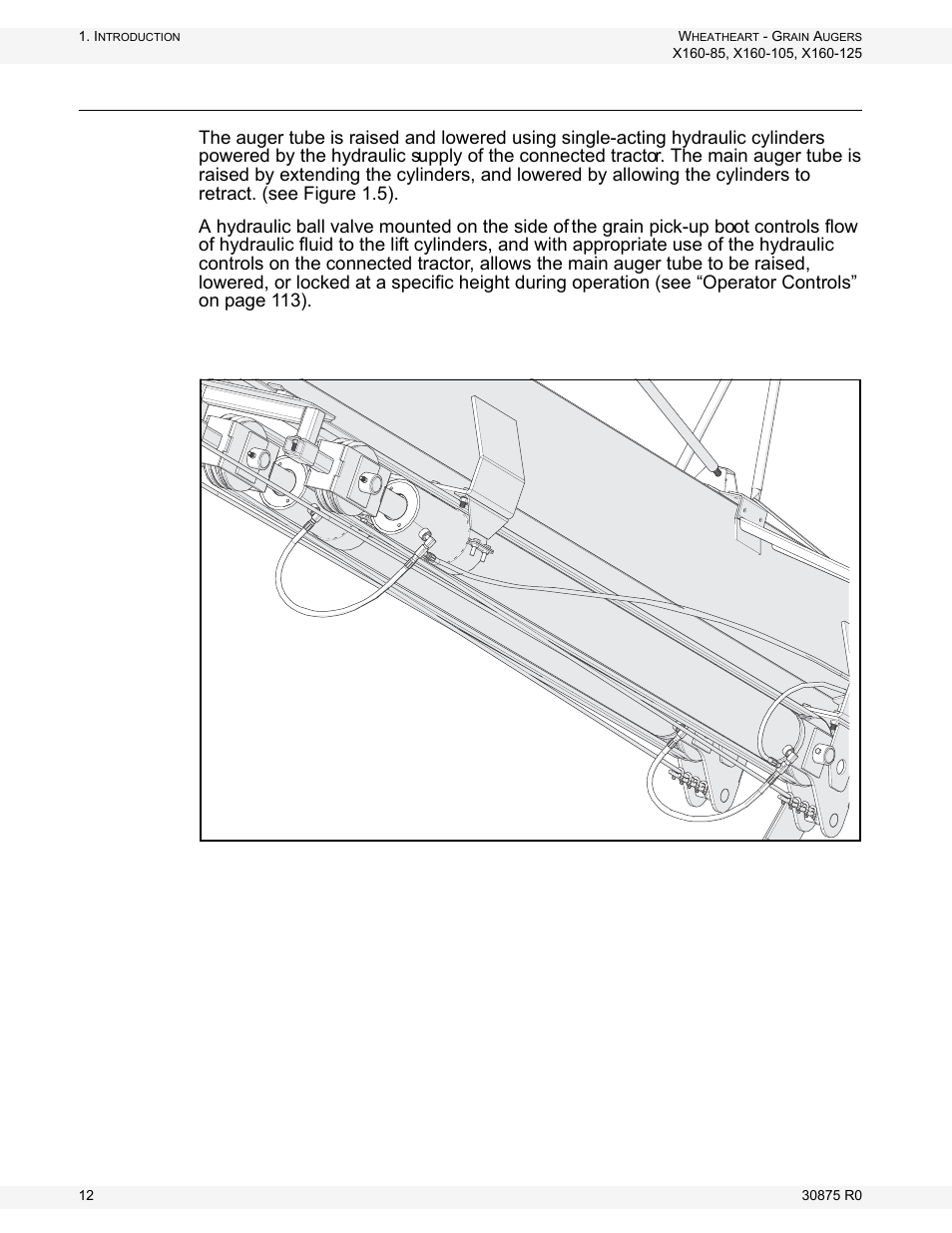 Auger tube hydraulic lift | Wheatheart X160 Series User Manual | Page 12 / 146