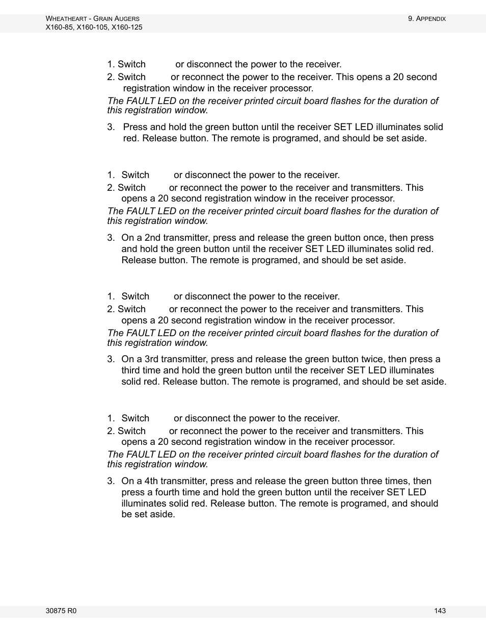 Wheatheart X160 Series User Manual | Page 143 / 146