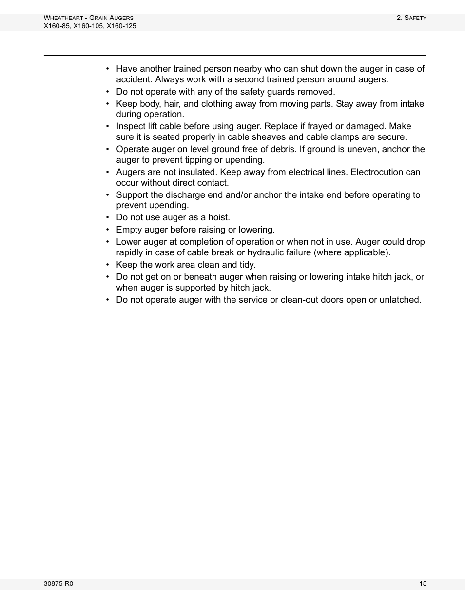 Operation safety | Wheatheart X160 Series User Manual | Page 15 / 146