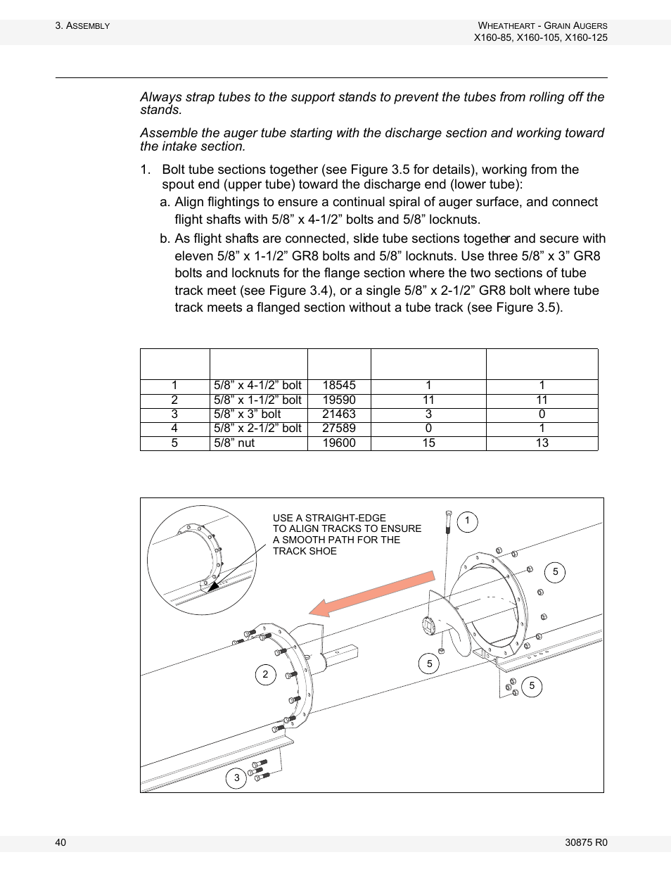 Connect auger tubes | Wheatheart X160 Series User Manual | Page 40 / 146