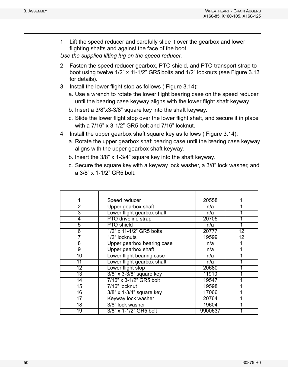 Install the speed reducer on the boot | Wheatheart X160 Series User Manual | Page 50 / 146