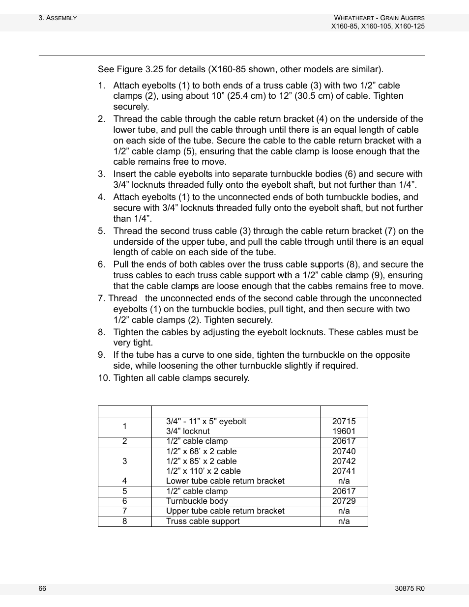 Install truss cables | Wheatheart X160 Series User Manual | Page 66 / 146
