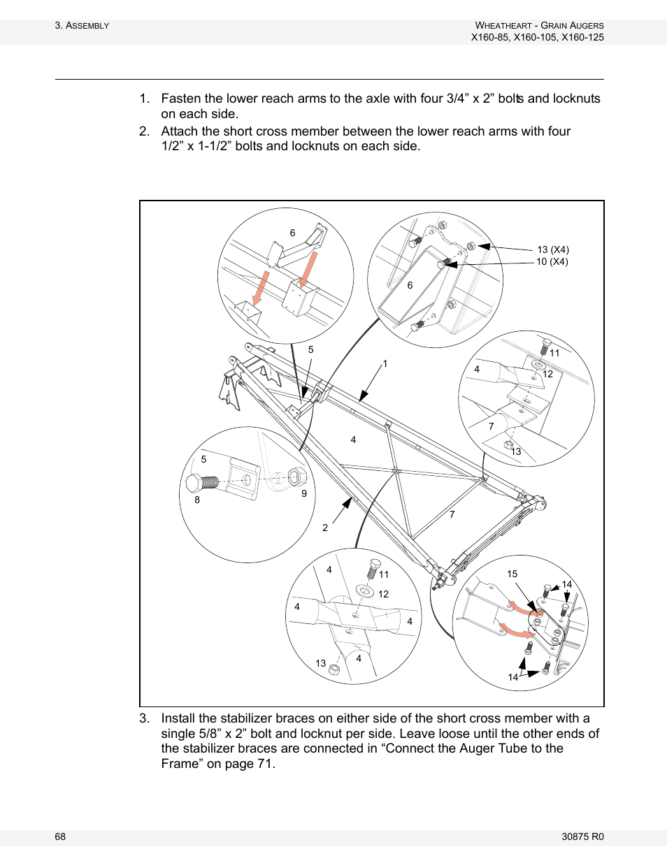 Assemble the lower frame | Wheatheart X160 Series User Manual | Page 68 / 146