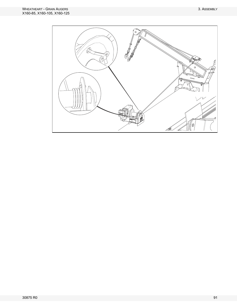 Figure 3.45 installing the winch cable | Wheatheart X160 Series User Manual | Page 91 / 146