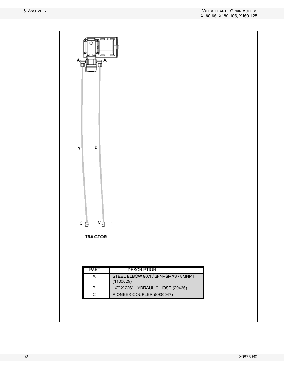 Figure 3.46 installing the hydraulic winch hose | Wheatheart X160 Series User Manual | Page 92 / 146