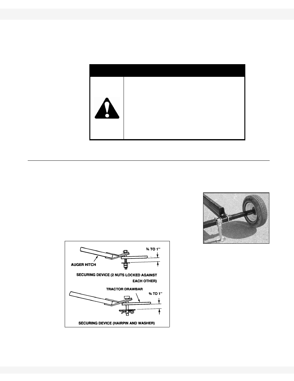 Placement procedure, Warning | Wheatheart Swing Away Auger (10 & 13) User Manual | Page 17 / 46