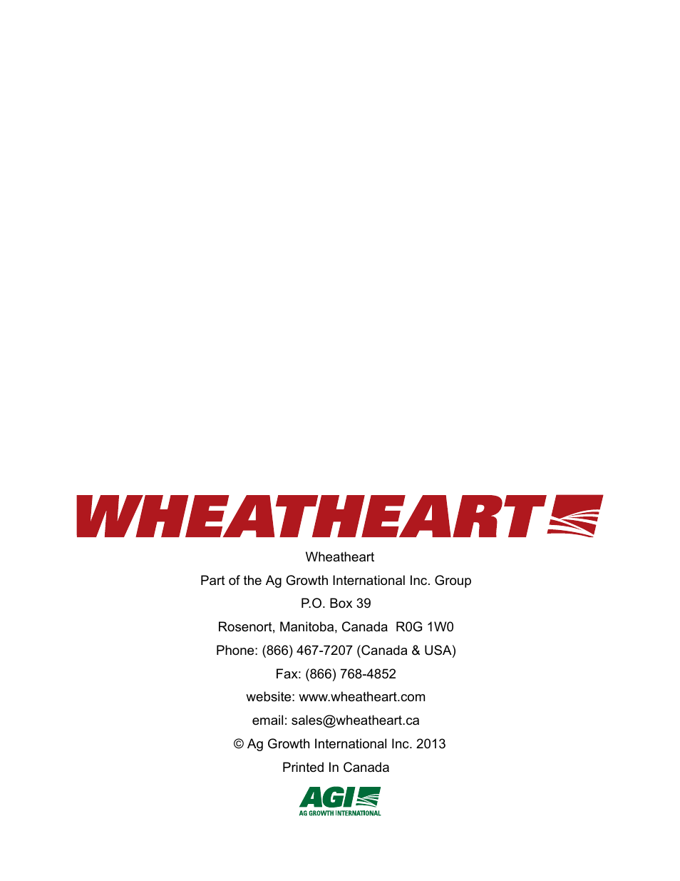 Wheatheart Swing Away Auger (10 & 13) User Manual | Page 46 / 46