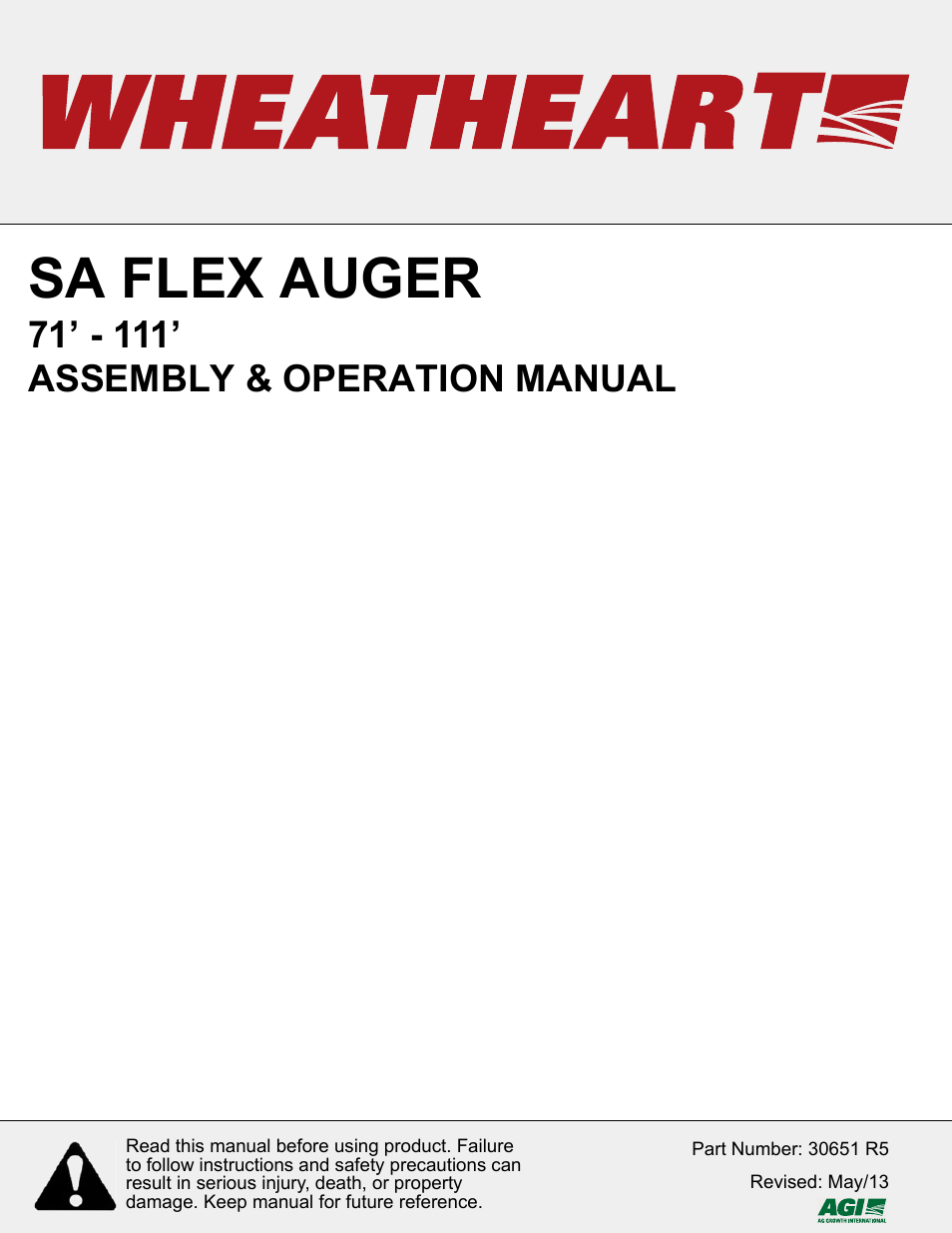 Wheatheart Swing Away Flex Auger User Manual | 106 pages