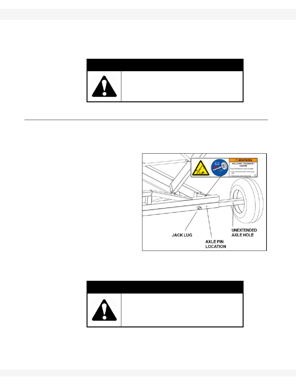Axle extension procedure, Warning | Wheatheart Swing Away Flex Auger User Manual | Page 84 / 106
