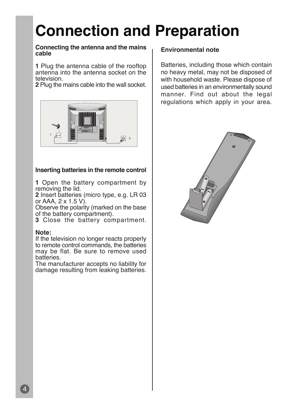 Connection and preparation | Beko DVD COMBO User Manual | Page 5 / 31