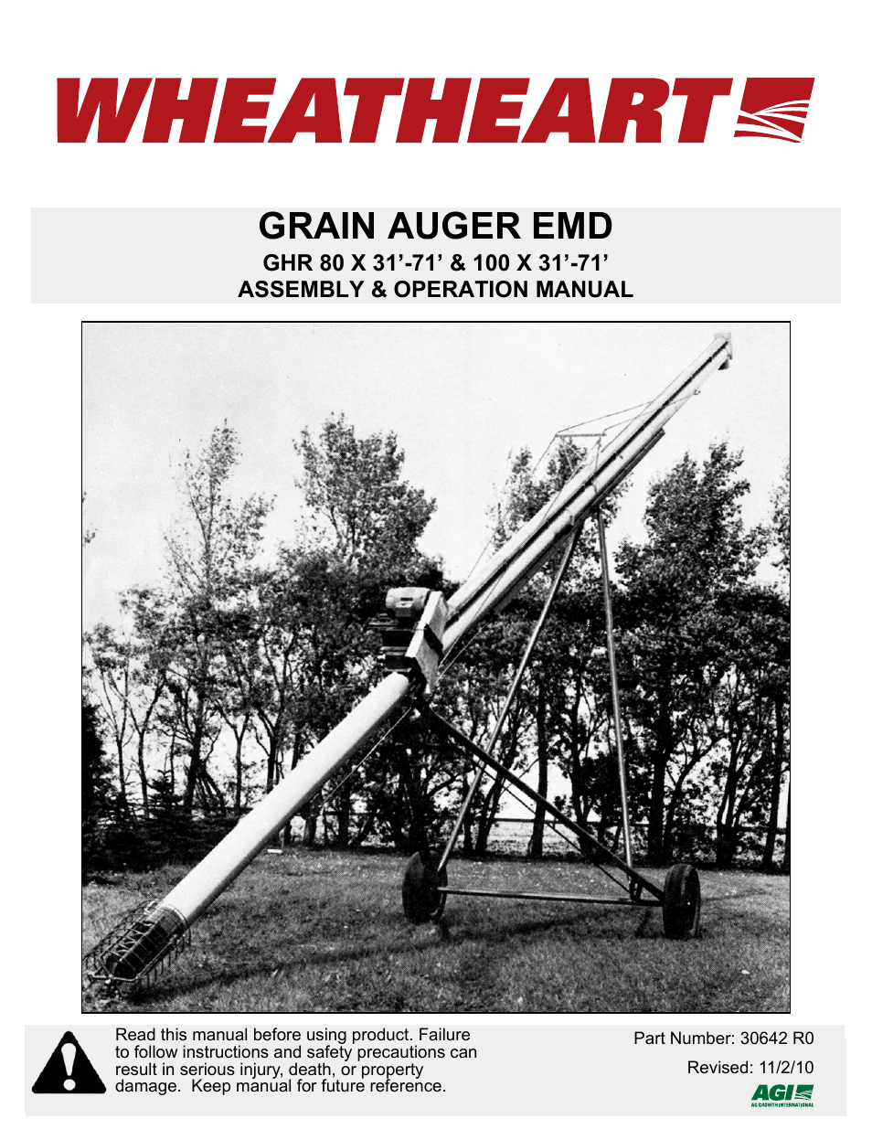 Wheatheart GHR 80/100 x 31-71ft Augers EMD User Manual | 54 pages