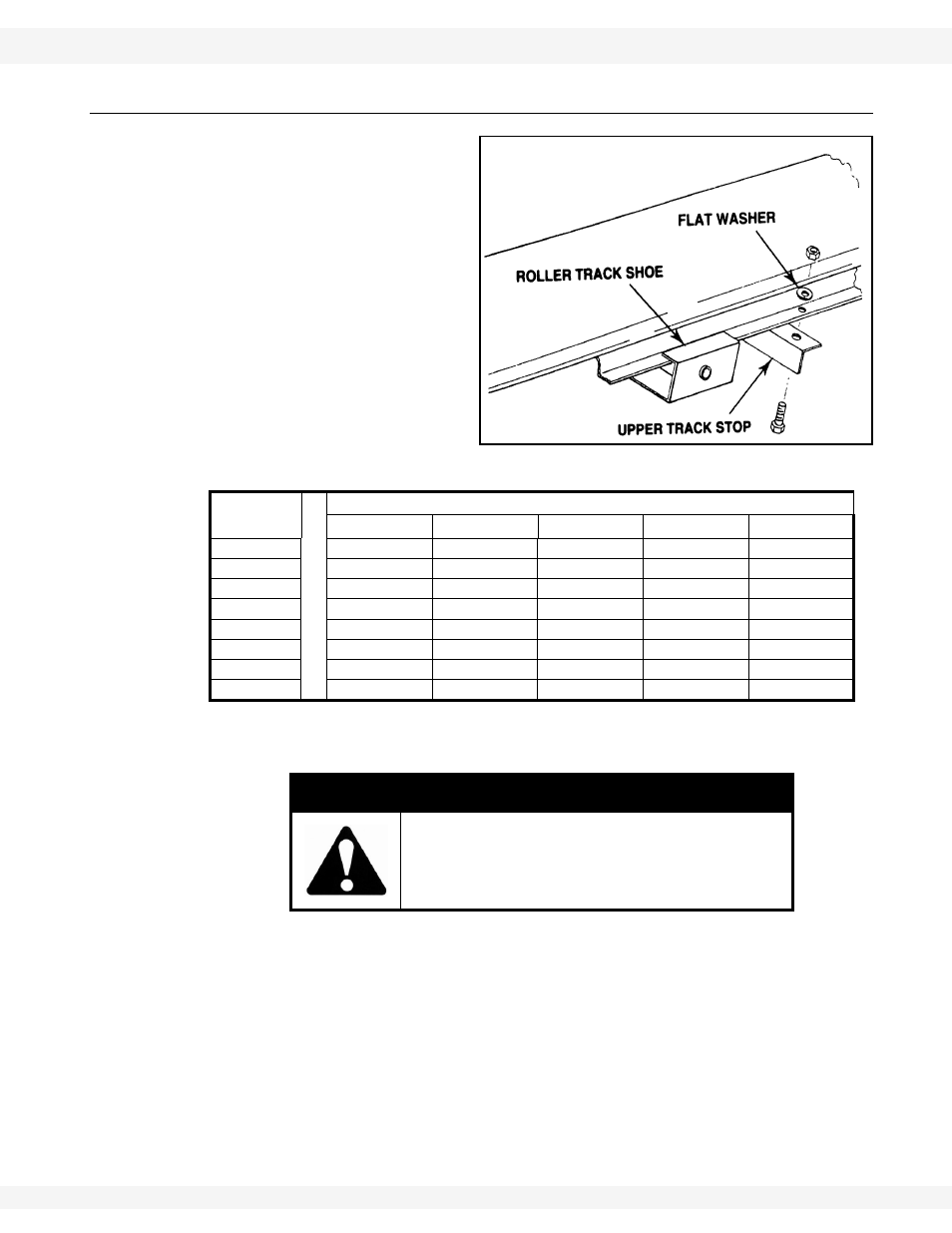 Track shoe & track stop, Caution | Wheatheart WHR 80/100 x 31-71ft Augers PTO-SD User Manual | Page 21 / 56