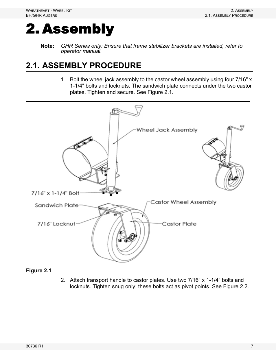 Assembly, Assembly procedure | Wheatheart GHR Auger Wheel Kit User Manual | Page 7 / 16