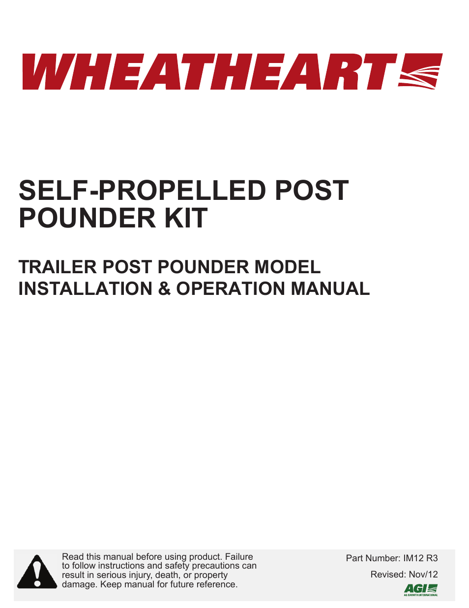 Wheatheart Self-Propelled Post Pounder Kit User Manual | 36 pages