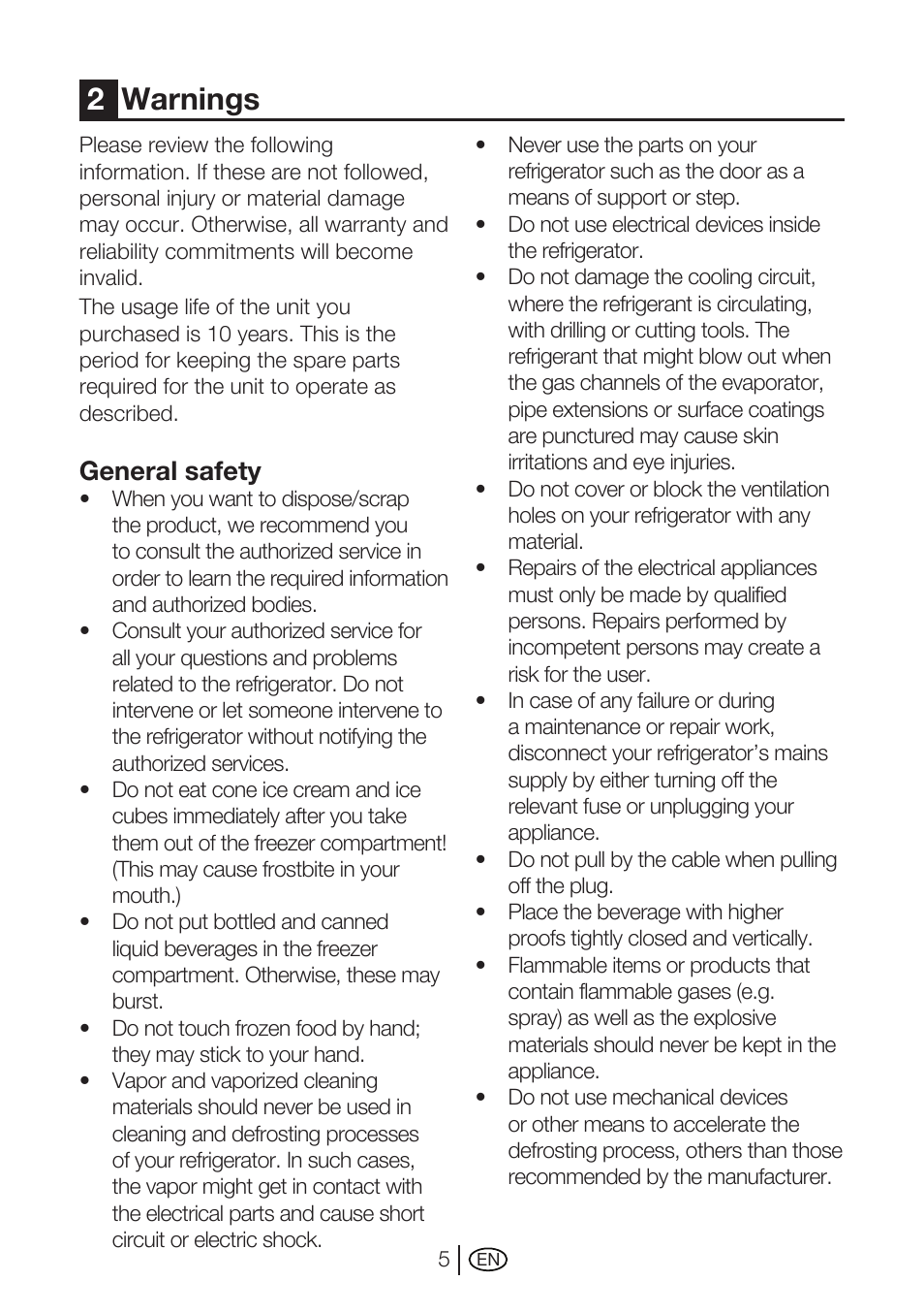 2warnings, General safety | Beko GNE 114610 X User Manual | Page 6 / 42